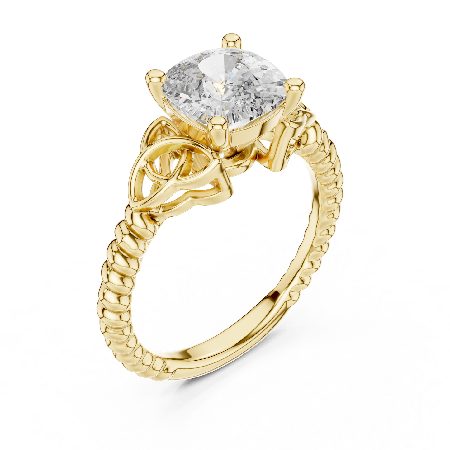 Cushion Cut Lab Grown Diamond Braided Twist Engagement Ring