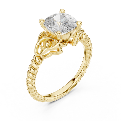 Cushion Cut Lab Grown Diamond Braided Twist Engagement Ring