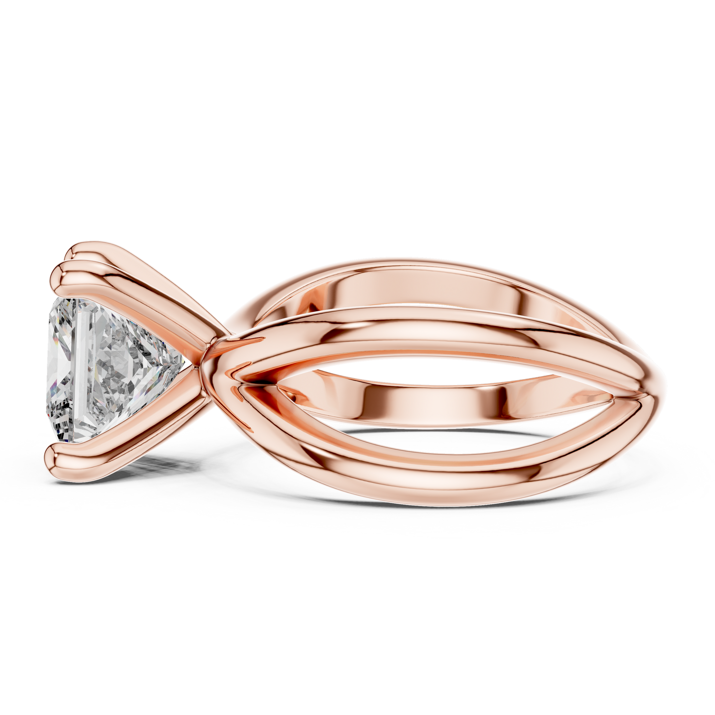 Princess Cut Lab Diamond Cross Shank Solitaire Ring