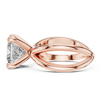 Princess Cut Lab Diamond Cross Shank Solitaire Ring