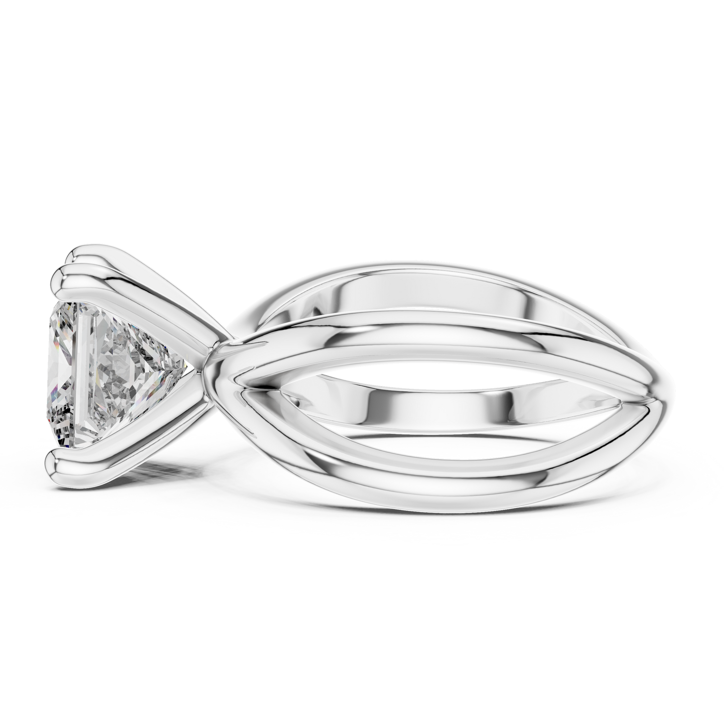 Princess Cut Lab Diamond Cross Shank Solitaire Ring