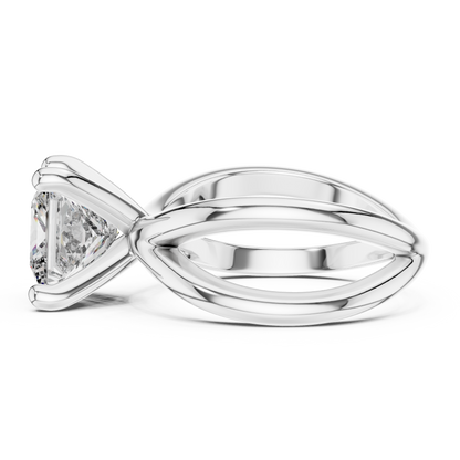 Princess Cut Lab Diamond Cross Shank Solitaire Ring