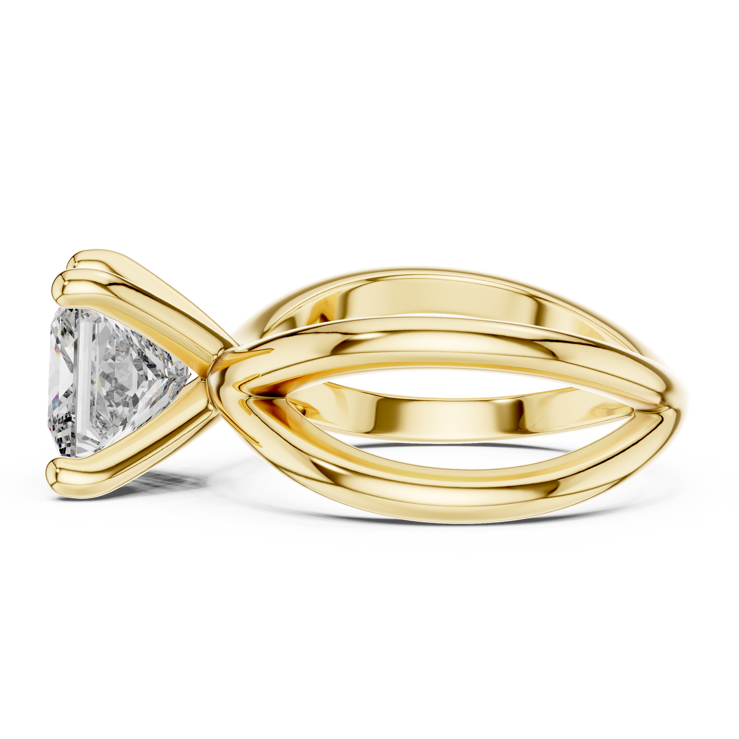 Princess Cut Lab Diamond Cross Shank Solitaire Ring