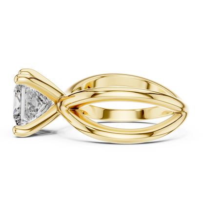 Princess Cut Lab Diamond Cross Shank Solitaire Ring
