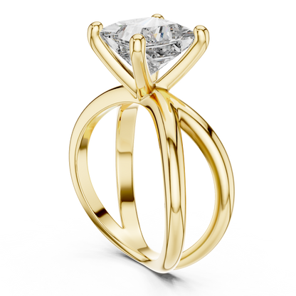 Princess Cut Lab Diamond Cross Shank Solitaire Ring