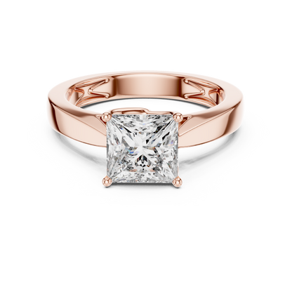 Princess Cut Lab Grown Diamond Wide Band Engagement Ring