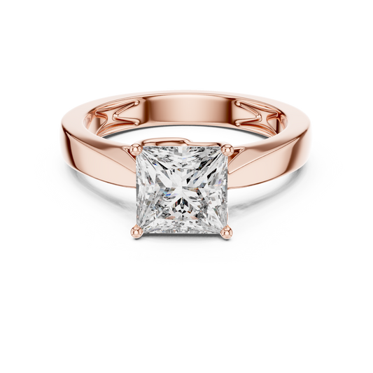 Princess Cut Lab Grown Diamond Wide Band Engagement Ring