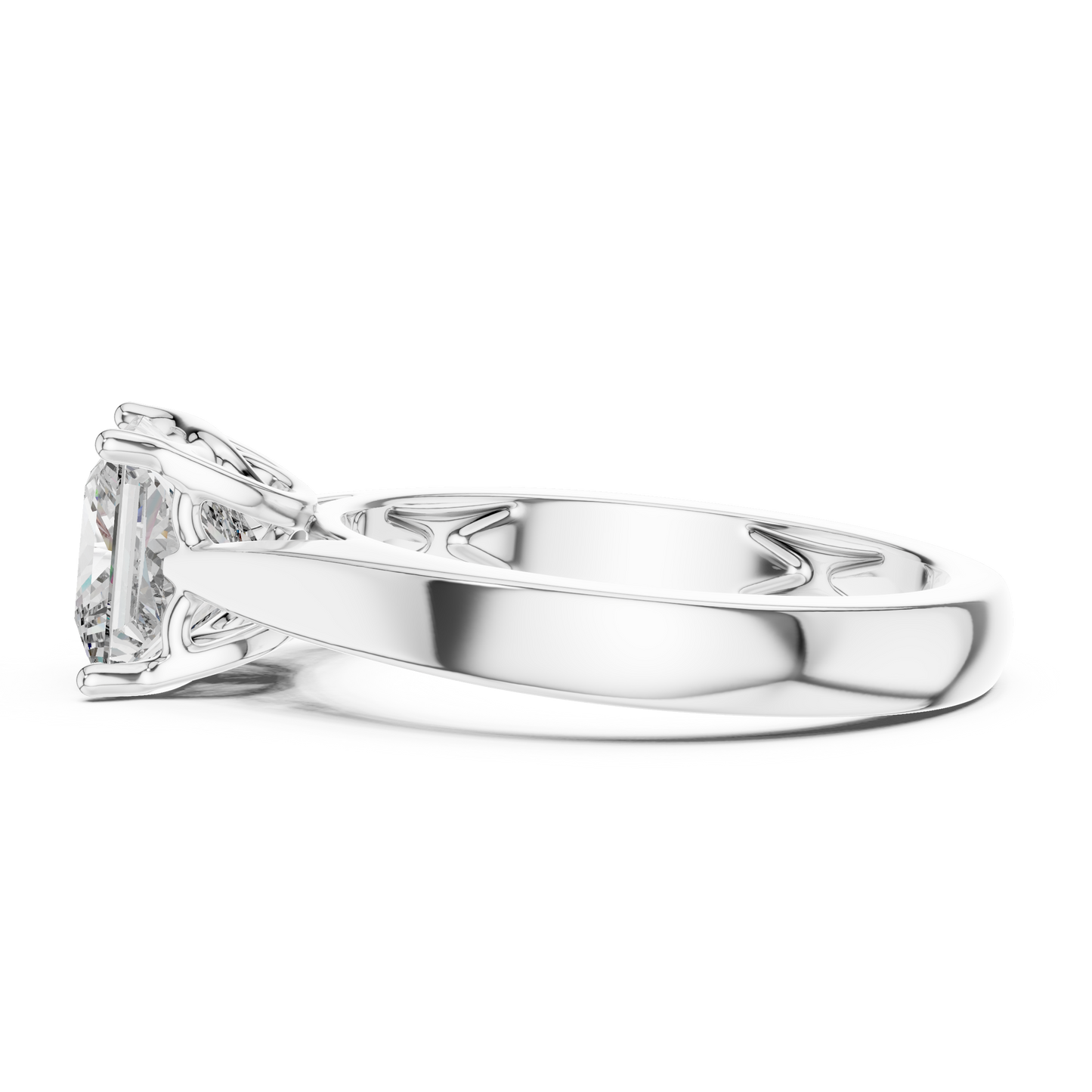 Princess Cut Lab Grown Diamond Wide Band Engagement Ring