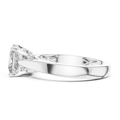 Princess Cut Lab Grown Diamond Wide Band Engagement Ring