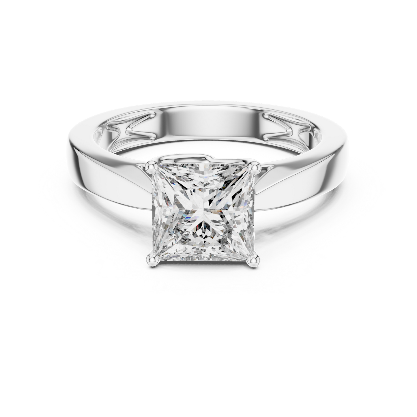 Princess Cut Lab Grown Diamond Wide Band Engagement Ring