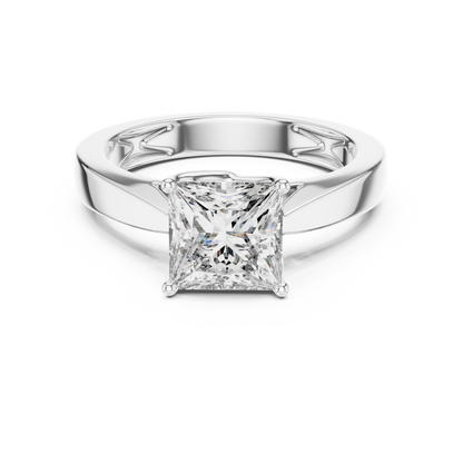 Princess Cut Lab Grown Diamond Wide Band Engagement Ring