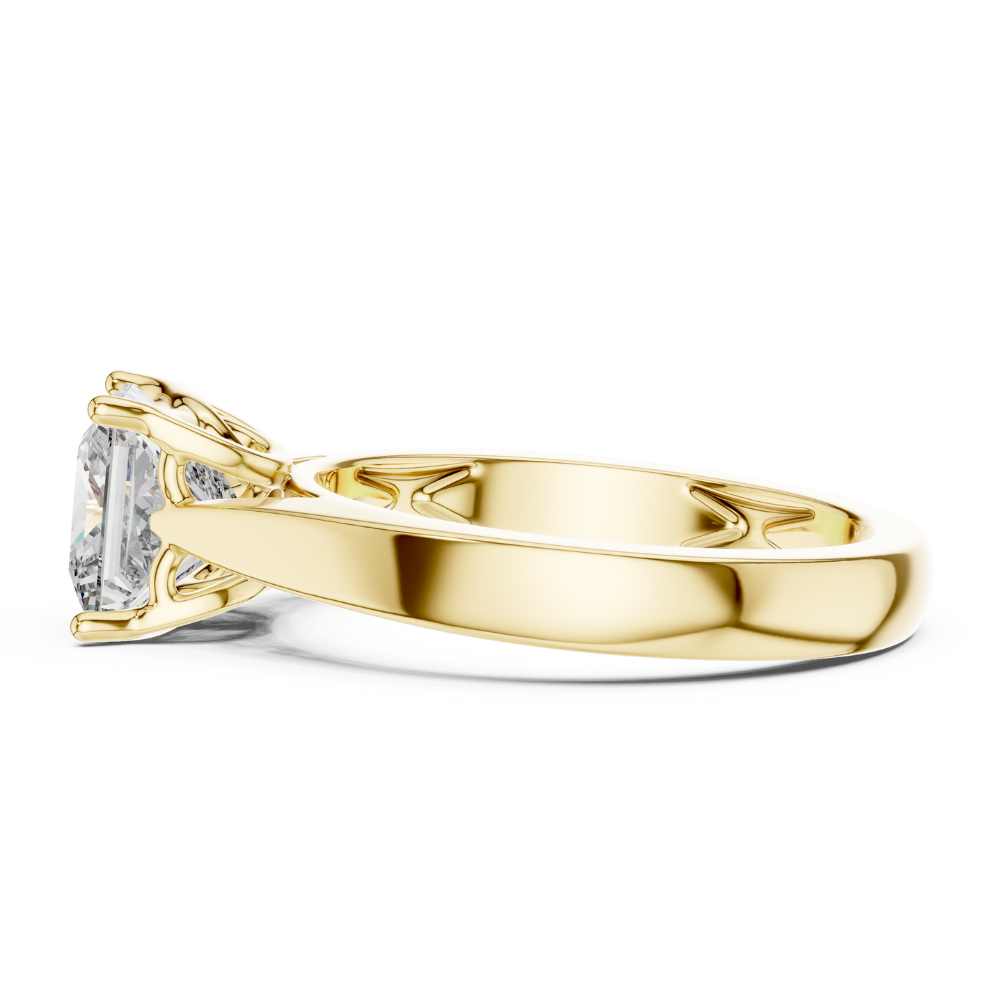 Princess Cut Lab Grown Diamond Wide Band Engagement Ring