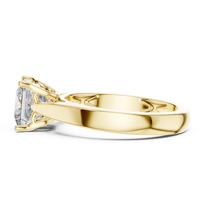 Princess Cut Lab Grown Diamond Wide Band Engagement Ring