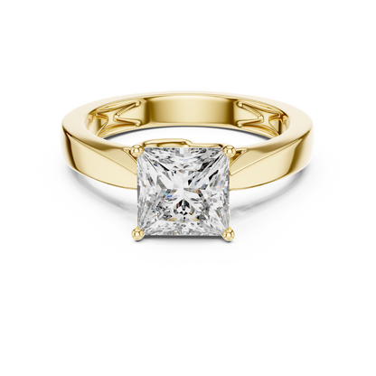 Princess Cut Lab Grown Diamond Wide Band Engagement Ring