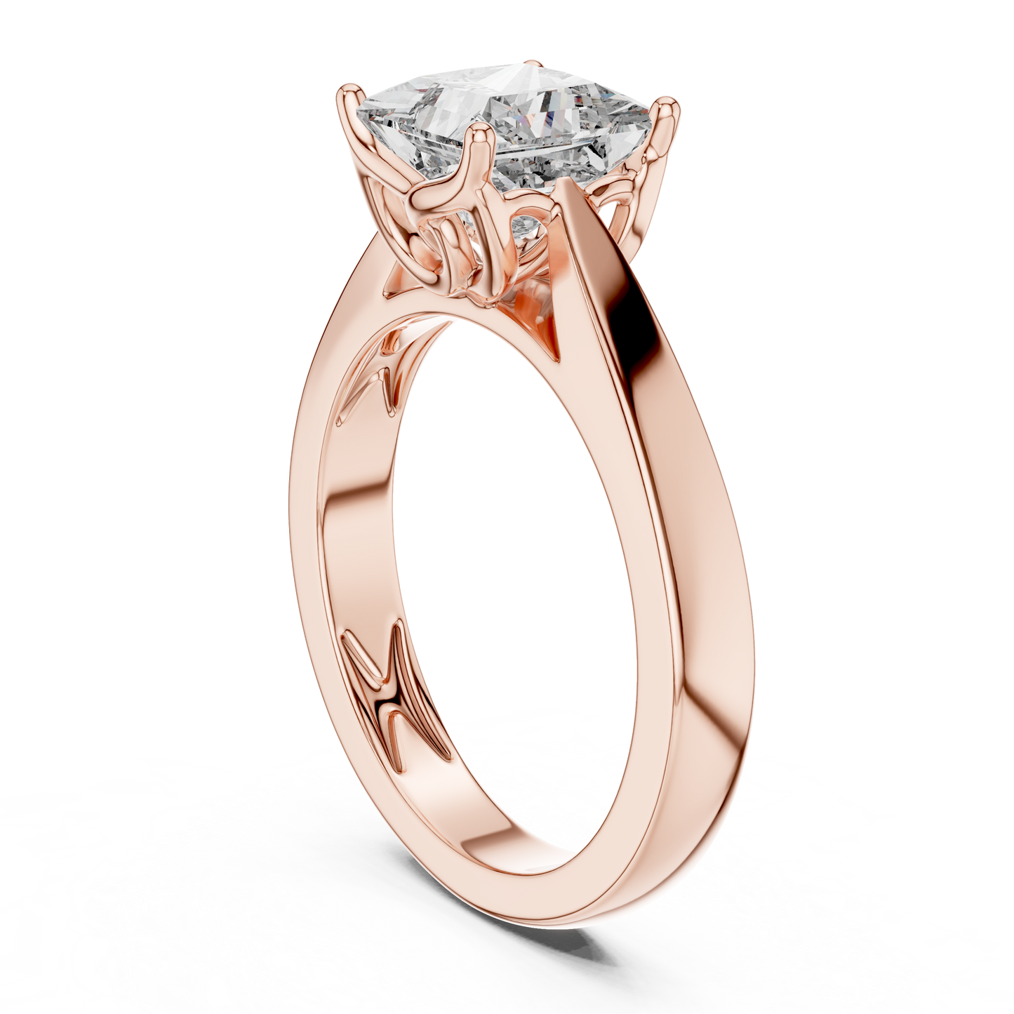 Princess Cut Lab Grown Diamond Wide Band Engagement Ring