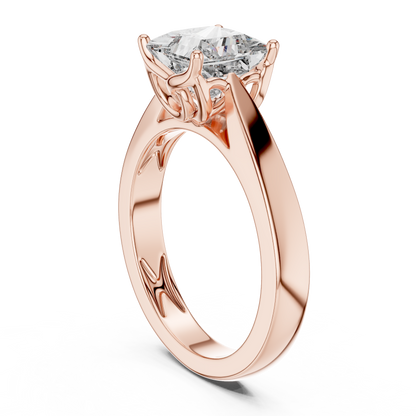 Princess Cut Lab Grown Diamond Wide Band Engagement Ring