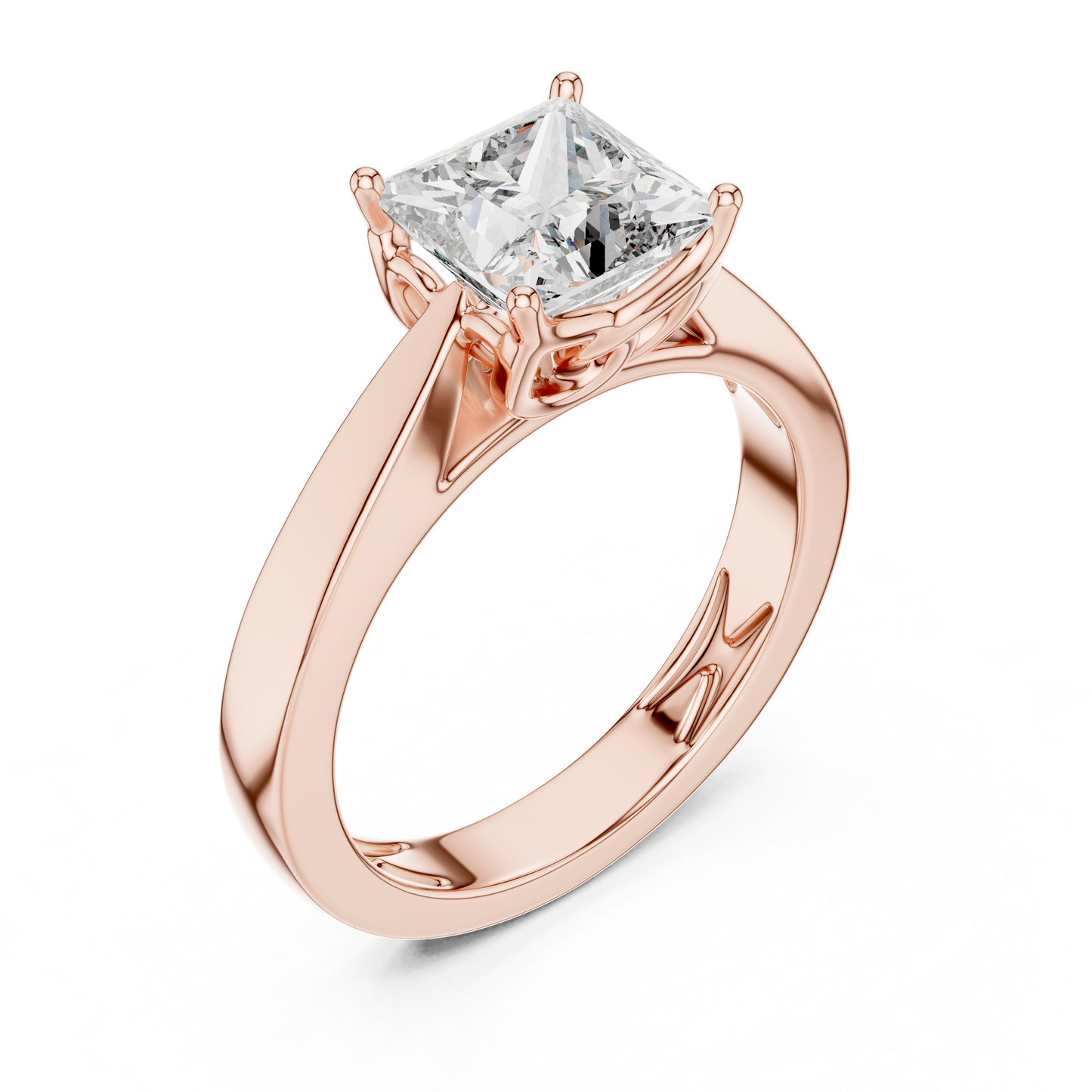 Princess Cut Lab Grown Diamond Wide Band Engagement Ring