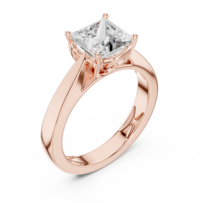 Princess Cut Lab Grown Diamond Wide Band Engagement Ring