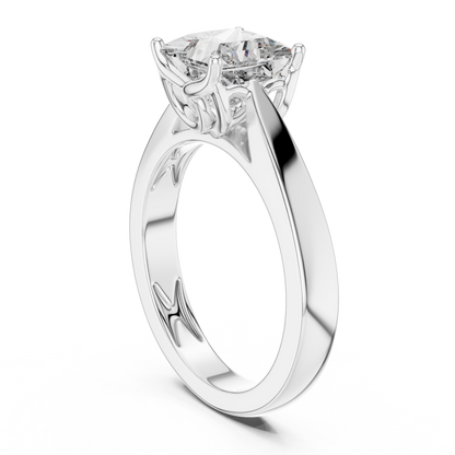 Princess Cut Lab Grown Diamond Wide Band Engagement Ring