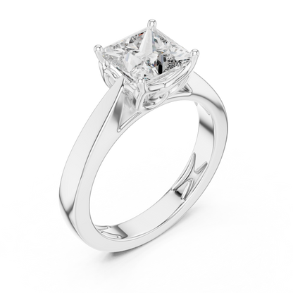 Princess Cut Lab Grown Diamond Wide Band Engagement Ring