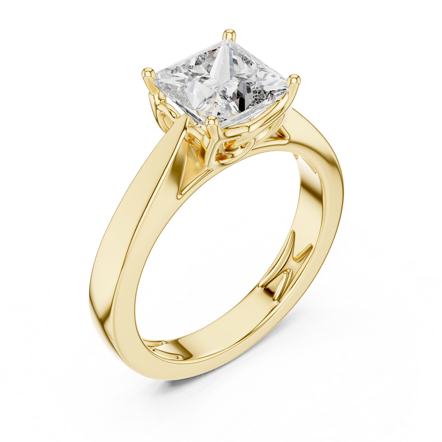 Princess Cut Lab Grown Diamond Wide Band Engagement Ring