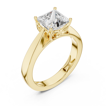 Princess Cut Lab Grown Diamond Wide Band Engagement Ring