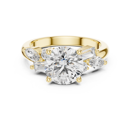 Round Lab Grown Diamond Multi Shape Cluster Engagement Ring