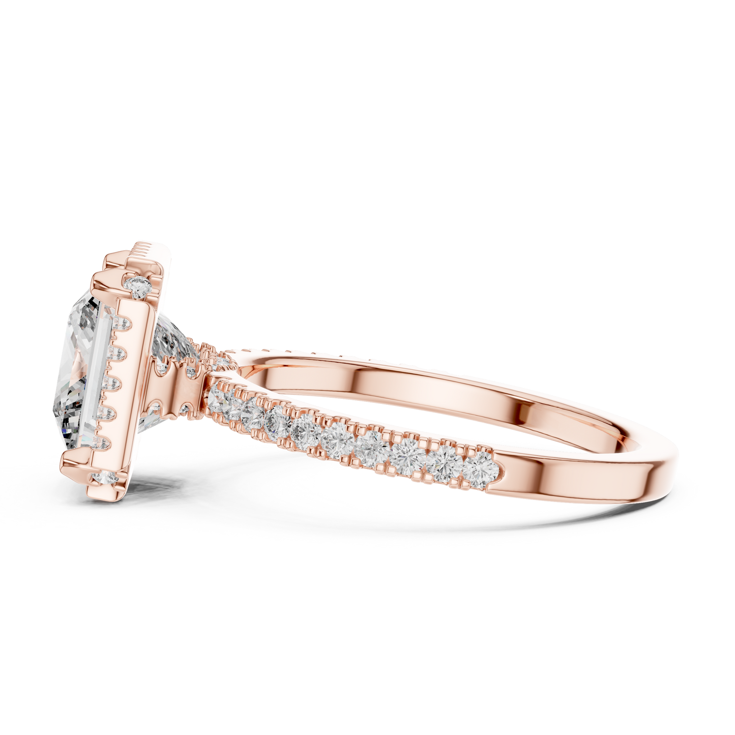 14K White Gold Princess Cut Lab Grown Diamond Halo Ring