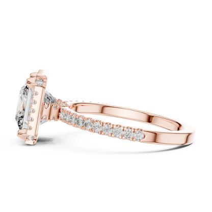 14K White Gold Princess Cut Lab Grown Diamond Halo Ring