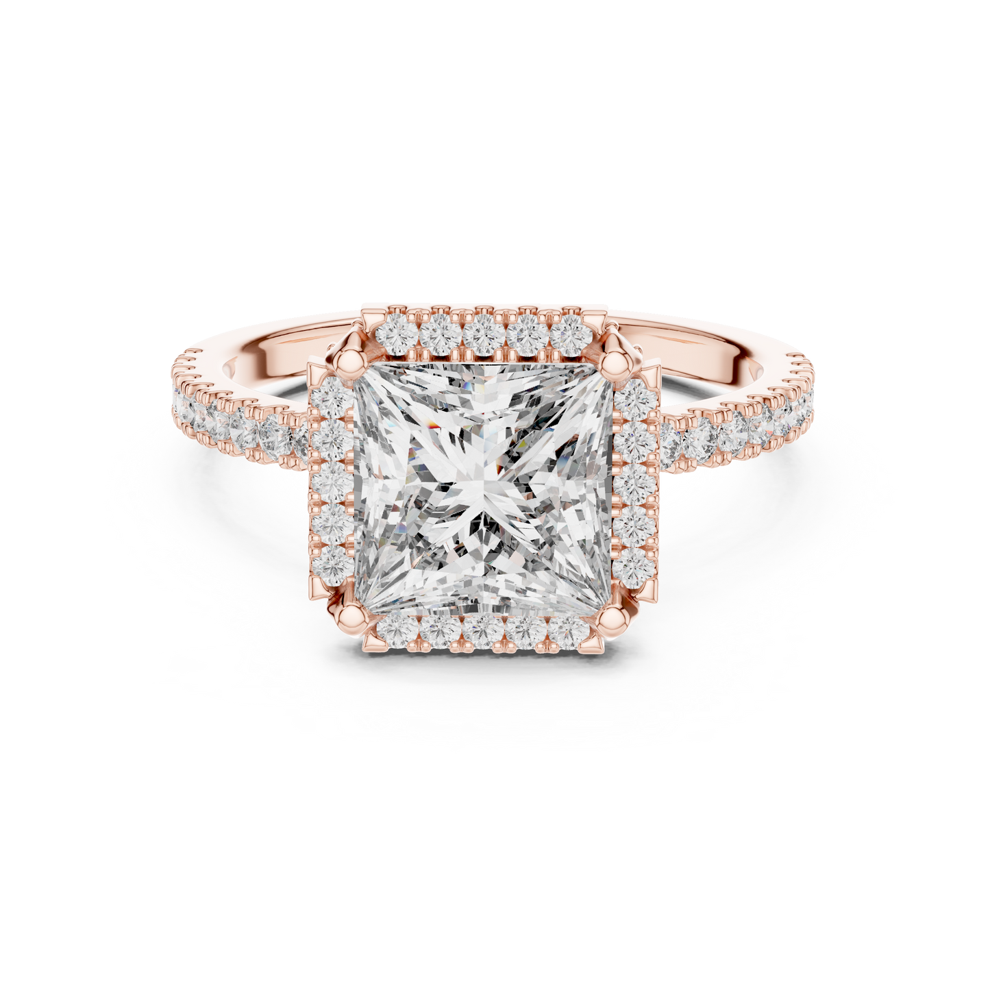 14K White Gold Princess Cut Lab Grown Diamond Halo Ring