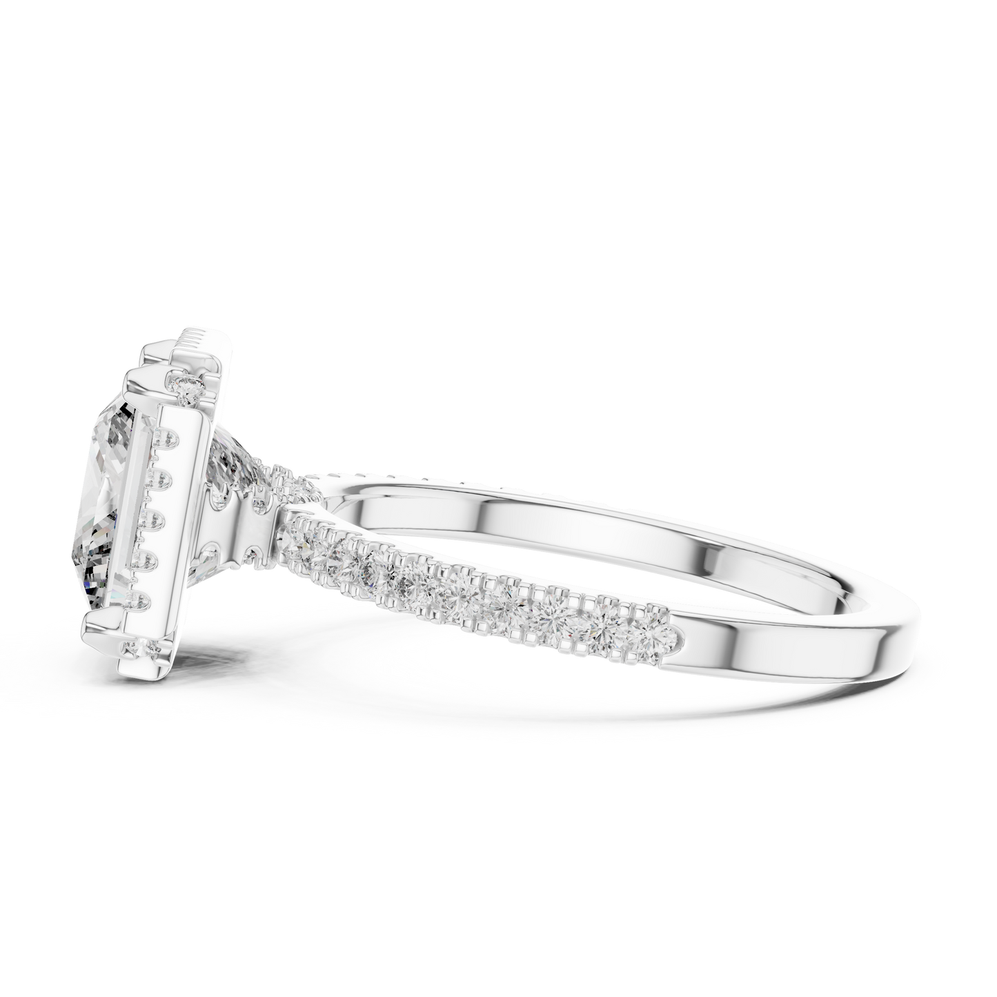 14K White Gold Princess Cut Lab Grown Diamond Halo Ring