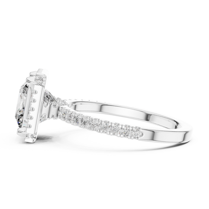 14K White Gold Princess Cut Lab Grown Diamond Halo Ring