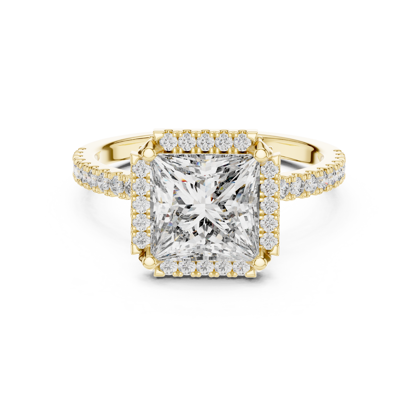 14K White Gold Princess Cut Lab Grown Diamond Halo Ring