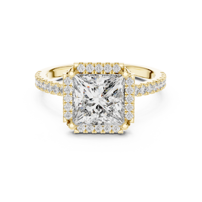 14K White Gold Princess Cut Lab Grown Diamond Halo Ring
