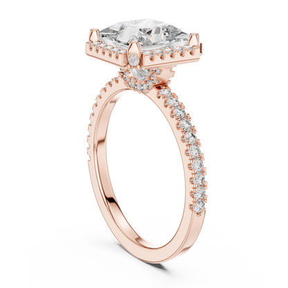 14K White Gold Princess Cut Lab Grown Diamond Halo Ring