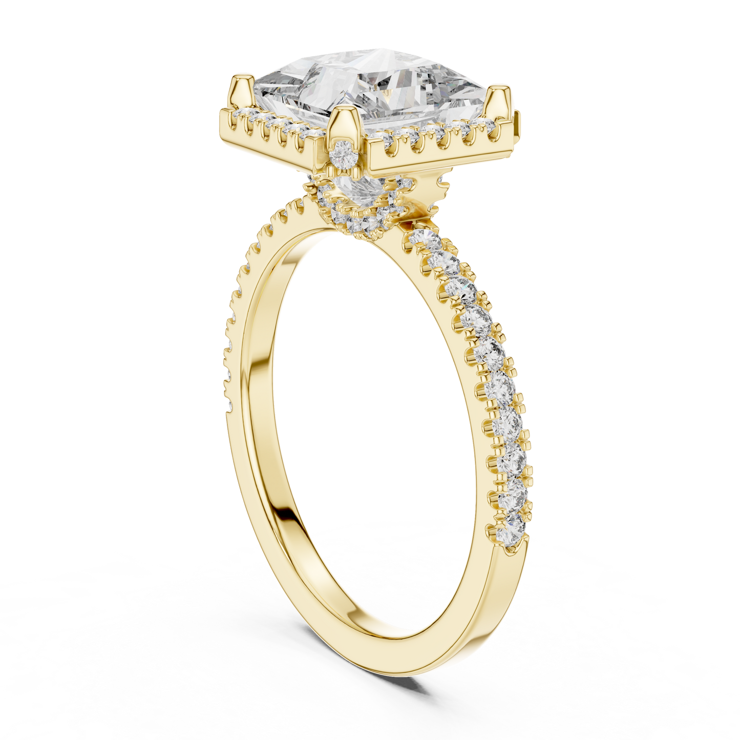 14K White Gold Princess Cut Lab Grown Diamond Halo Ring