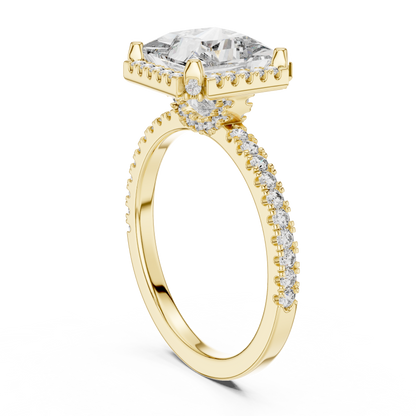 14K White Gold Princess Cut Lab Grown Diamond Halo Ring