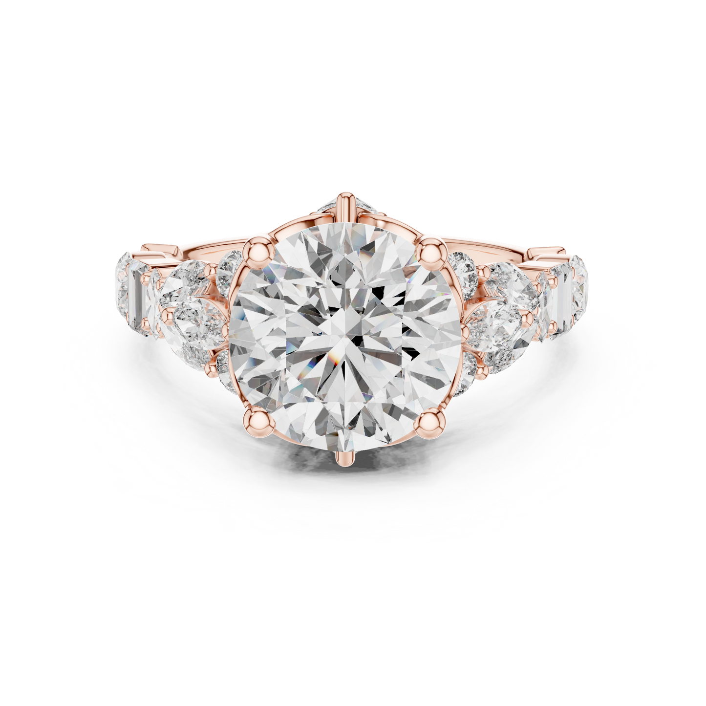 Round Lab Grown Diamond Cluster Wide Shank Engagement Ring