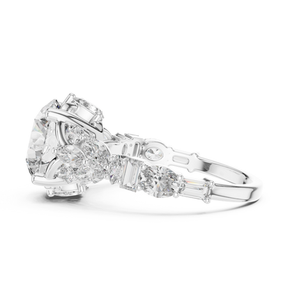 Round Lab Grown Diamond Cluster Wide Shank Engagement Ring