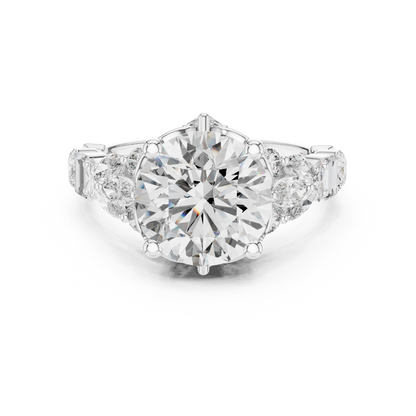 Round Lab Grown Diamond Cluster Wide Shank Engagement Ring