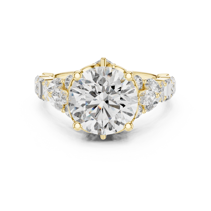 Round Lab Grown Diamond Cluster Wide Shank Engagement Ring