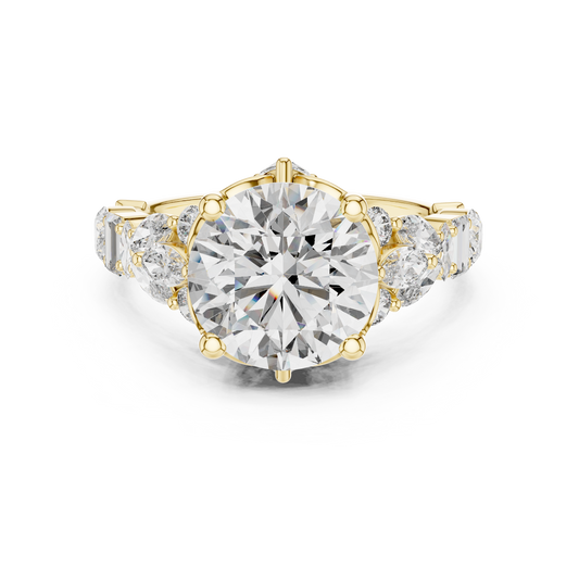 Round Lab Grown Diamond Cluster Wide Shank Engagement Ring