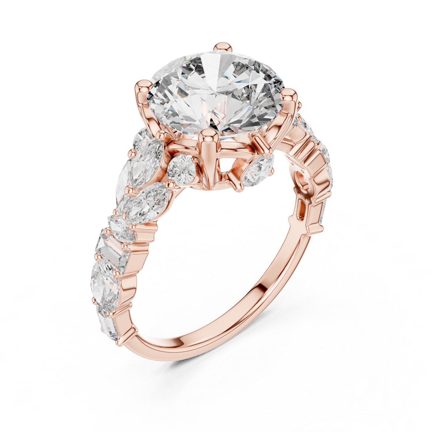 Round Lab Grown Diamond Cluster Wide Shank Engagement Ring