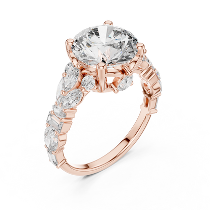 Round Lab Grown Diamond Cluster Wide Shank Engagement Ring