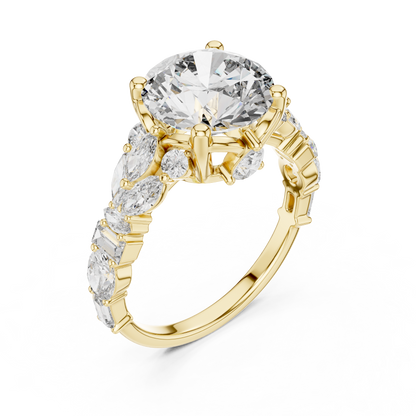 Round Lab Grown Diamond Cluster Wide Shank Engagement Ring