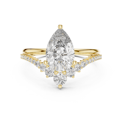 Pear Cut Lab Grown Diamond Chevron V Engagement Ring
