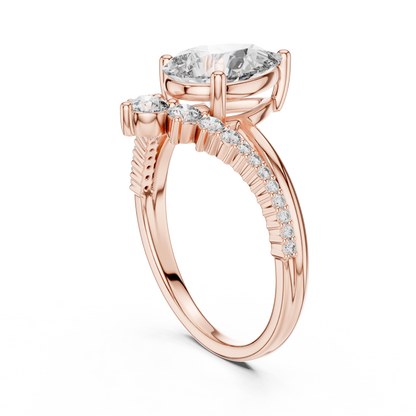 Pear Cut Lab Grown Diamond Chevron V Engagement Ring