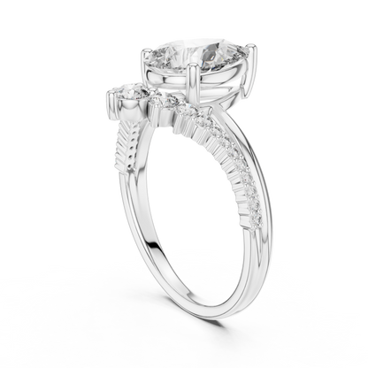 Pear Cut Lab Grown Diamond Chevron V Engagement Ring
