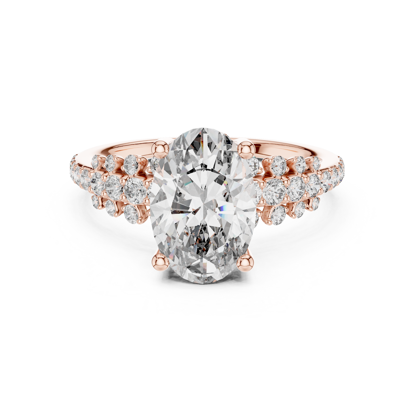 Oval Lab Grown Diamond Bubble Cluster Engagement Ring