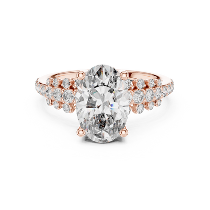 Oval Lab Grown Diamond Bubble Cluster Engagement Ring